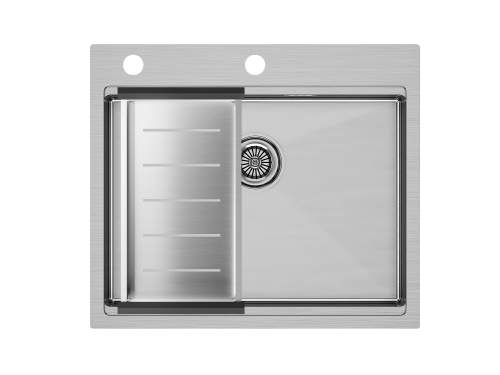 Кухонная мойка Paulmark PM705951-BS+A405-BS 59х51 цвет брашированная нержавеющая сталь поверхность матовая